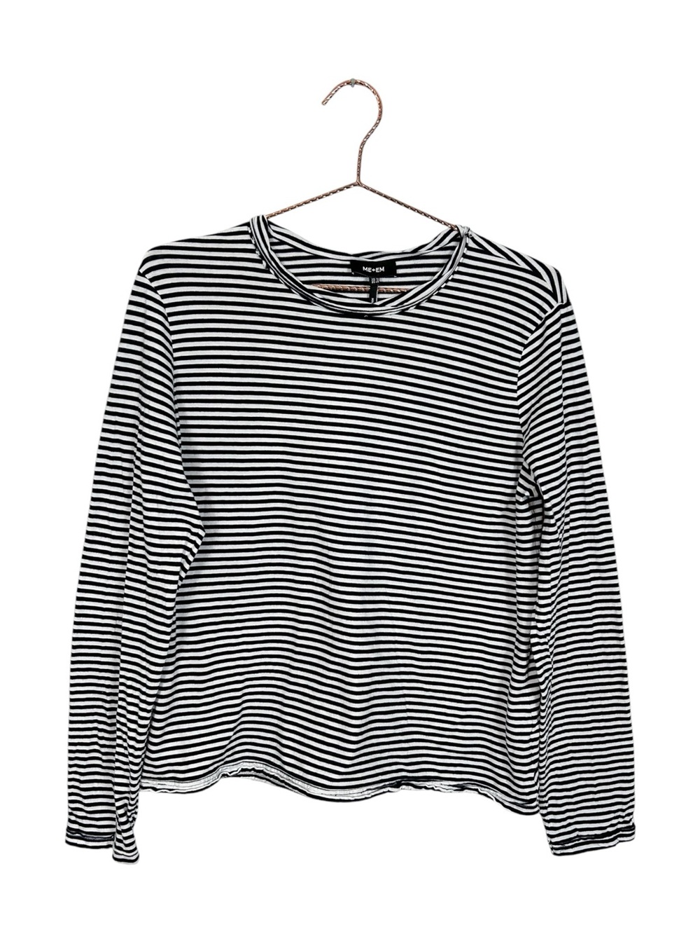 Me + Em Striped Long Sleeve Tee Black & White